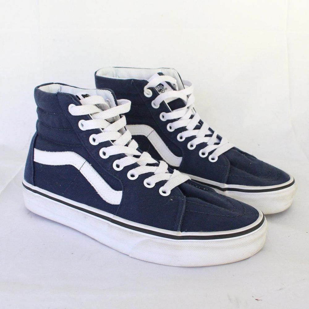 Vans Sk8-Hi Canvas High Top Sneaker Woman's Size 8 Navy Blue Shoes Retro